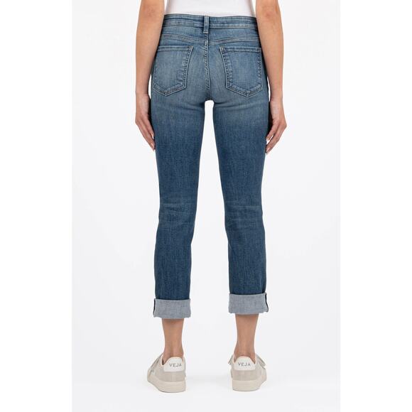 KUT from the Kloth Women's 2 Blue Catherine Boyfriend Jeans Cuff Mid Rise G11-17 - Picture 2 of 10